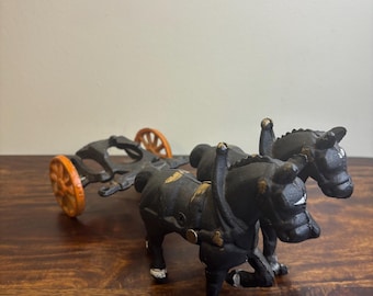 Cast Iron Horses with Cart