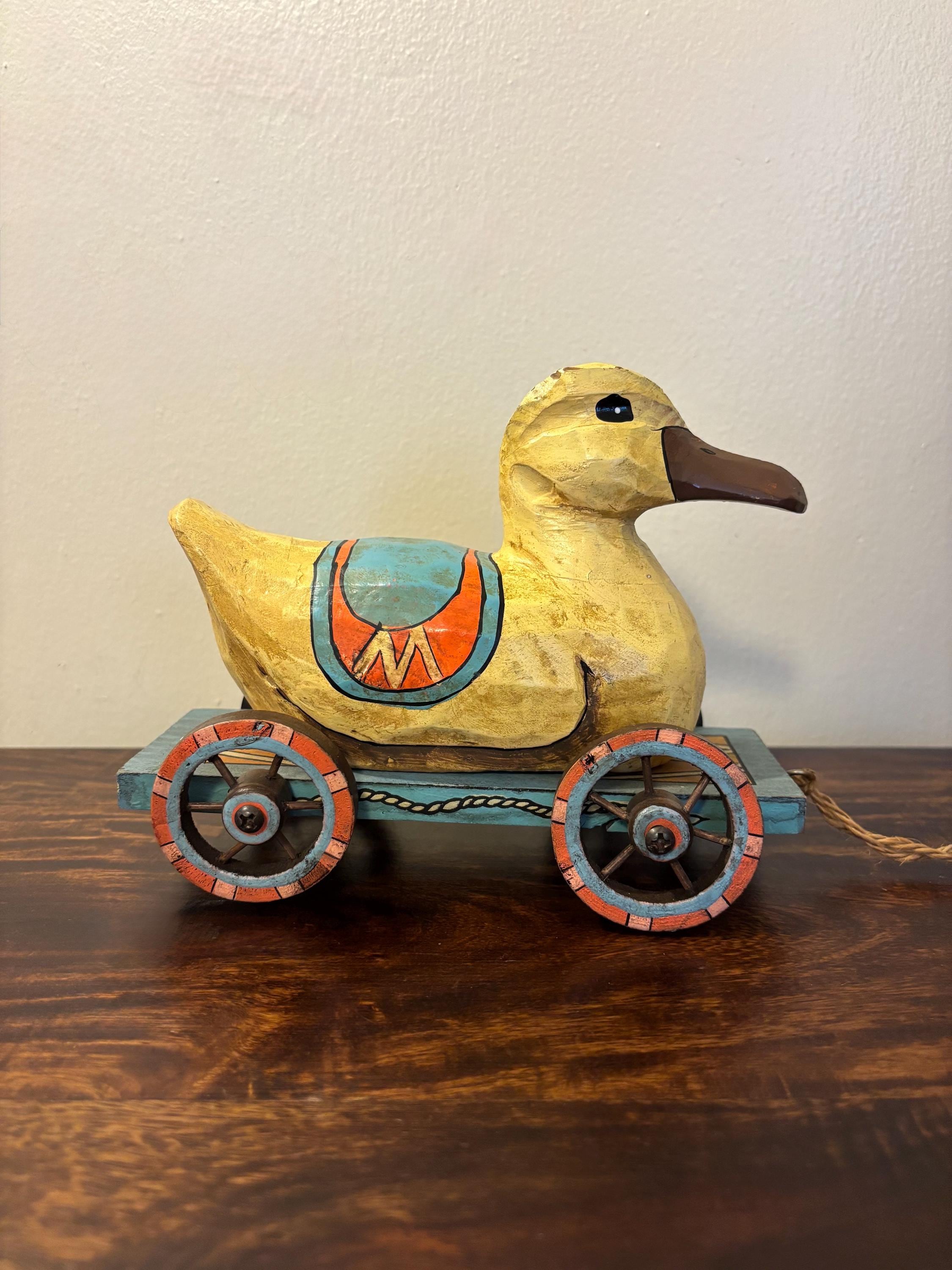 Fisher Price Vintage Wooden Duck Pull Toy Vintage Wooden Colorful