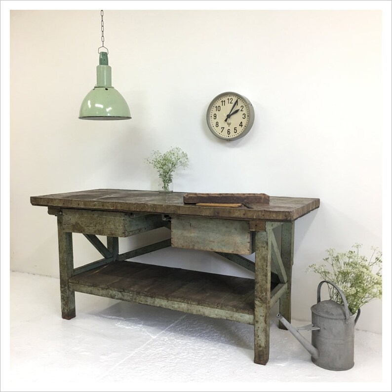 Wooden French Vintage Workbench Etsy