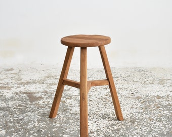 Rustic Round Top Stool - I