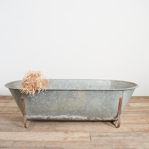 Large Vintage Galvanised Zinc Bath Trough Planter -BP