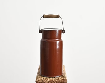 Brown Vintage Enamel Milk Churn - Aj