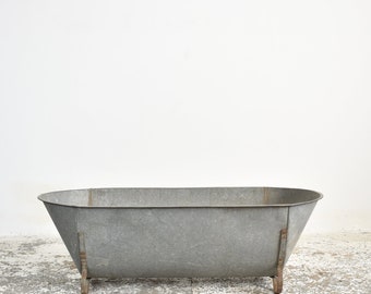 Large Vintage Galvanised Zinc Bath Trough Planter -AY