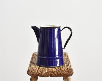 Dark Blue Vintage Enamel Milk Jug - B