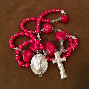 Red coral rosary Sacred Heart of Jesus rosary