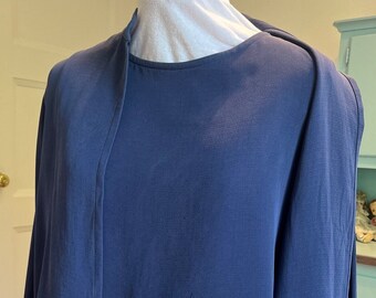 Classic Vintage 90s Eileen Fisher 100% Silk Blue 2 Piece Blouse & Tank Top Set in Size Medium Med