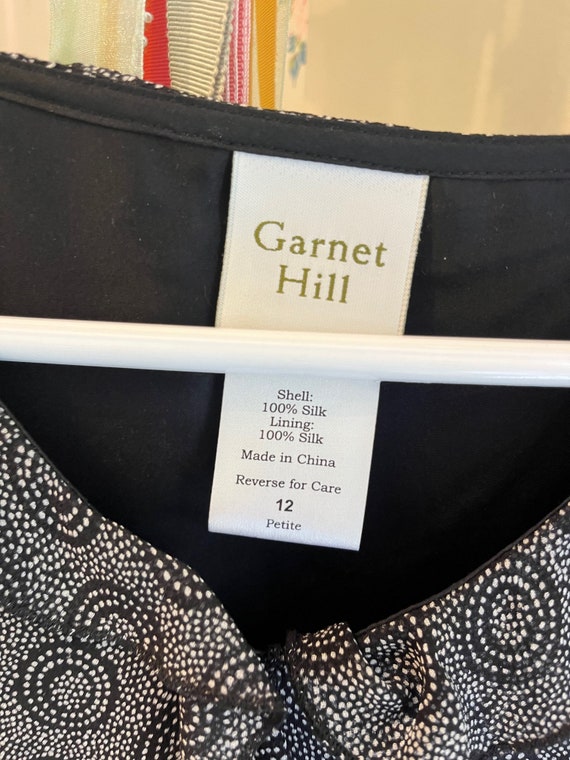 Vintage Garnet Hill 12P Petite 100% Silk Black & … - image 3