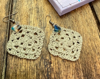 Olive Green Crochet Earrings
