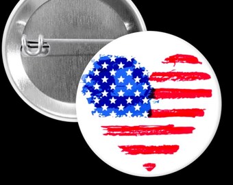 Patriotiska knappar - USA - Röd vit blå - 3,8 cm eller 5,8 cm standardstorlek nål - Knapp - Nål - Samlarknapp