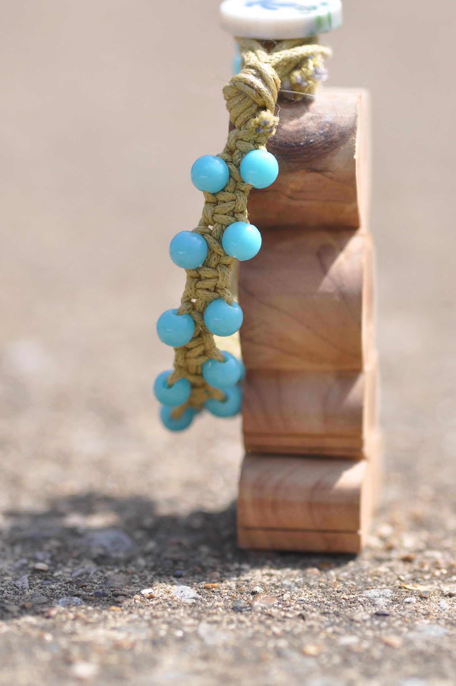 Ladder Bracelet With Blue Beads Etsy