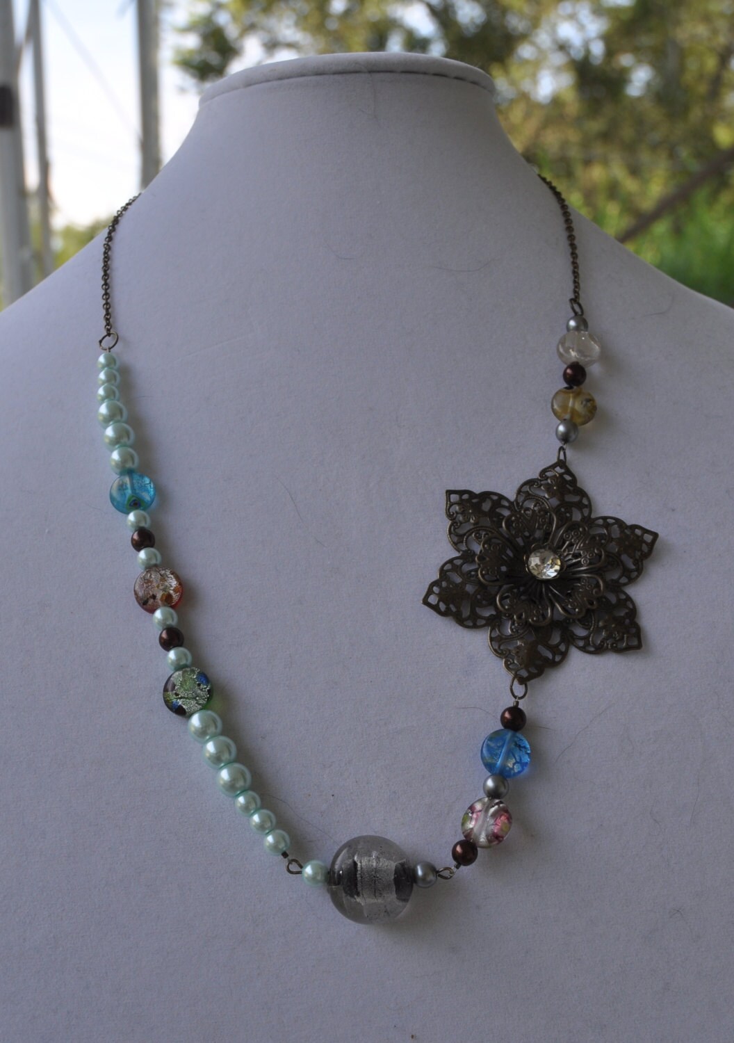 Mint Breeze Pearl Beaded Necklace