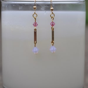 Pink and Gold Dangle Earrings