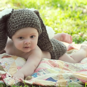 Crochet Bunny hat with diaper cover,baby crochet hat,with Big and Fluffy ears