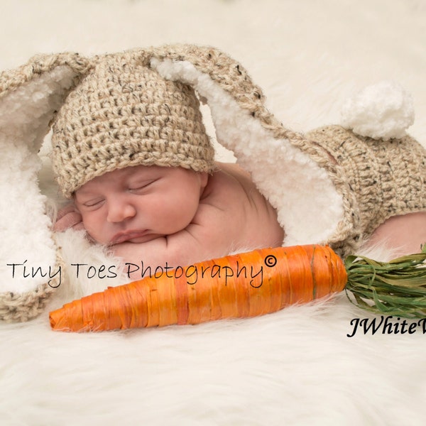 Crochet Bunny hat with diaper cover,8 colors to choose,with Big and Fluffy ears