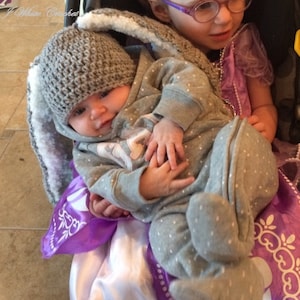 Crochet Bunny hat in grey marble color,  or 7 colors to choose , without diaper cover,with Big and Fluffy ears