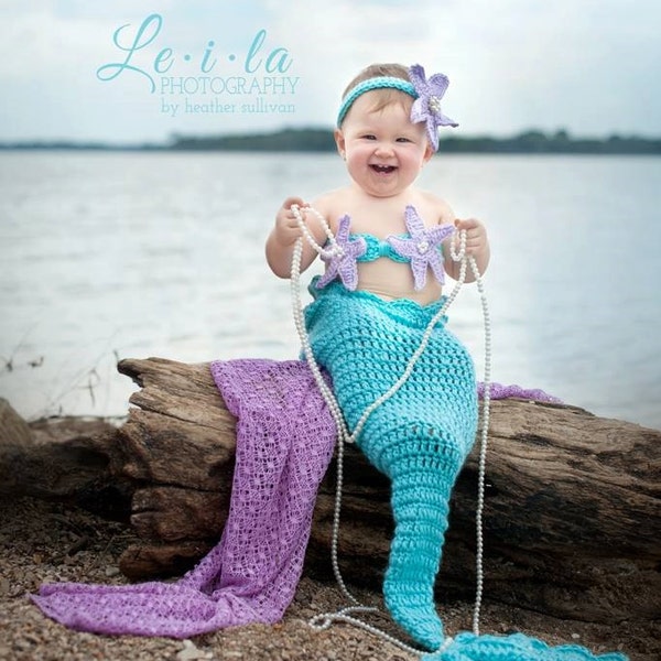 Aqua Mermaid Crochet photo prop set, Newborn to teen,Photography Outfit, Handmaid Boutique, mermaid Costume