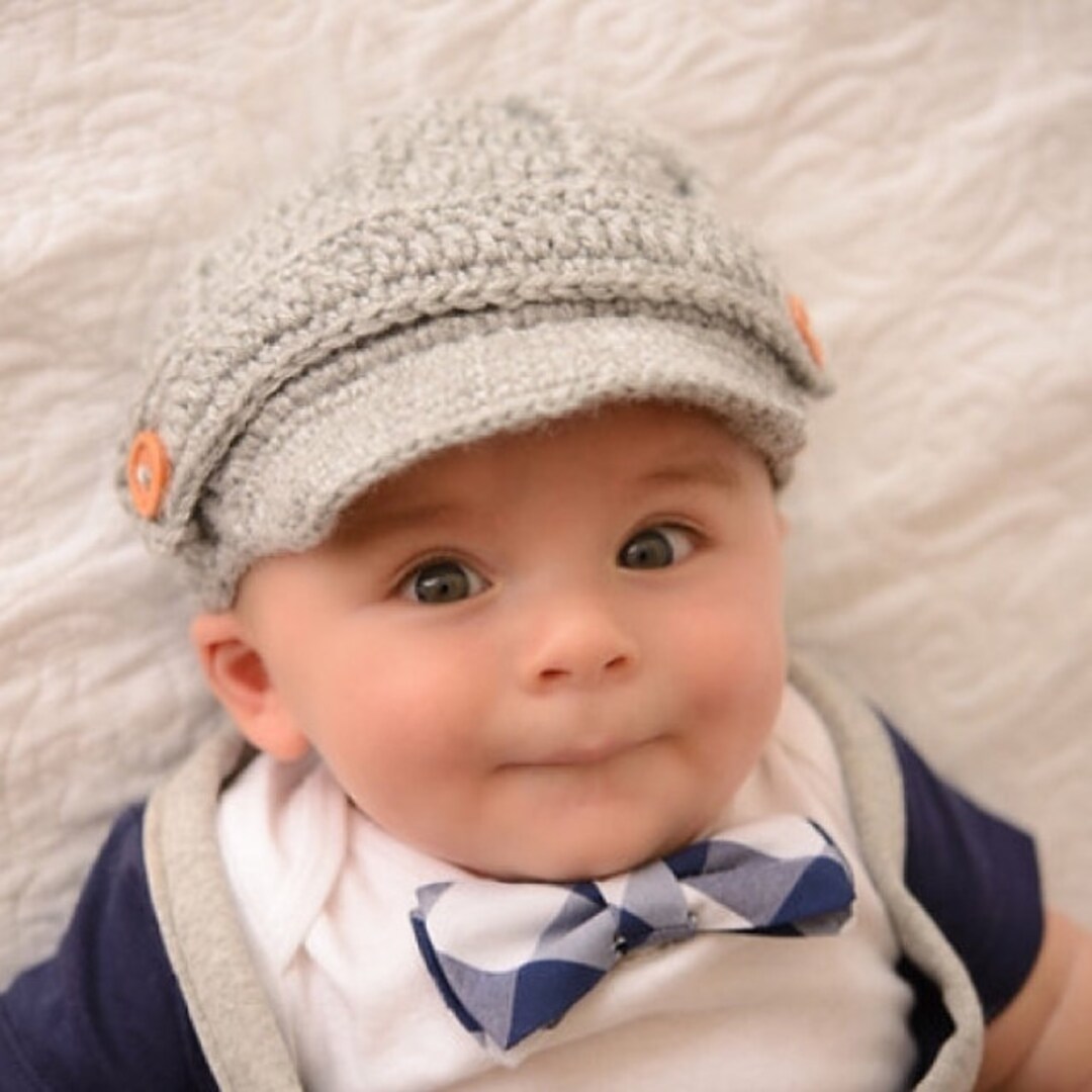 Grey Newborn Baby Hat, Crochet Newsboy Hat , and 74 Colors to Choose
