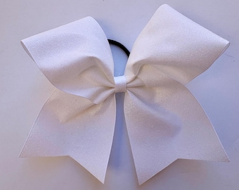 Super Sparkly White Cheer Bow, Glitter White Cheer Bow, White Competition Cheer Bow