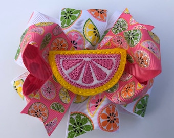 Lemonade Hair Bow, Lemon Hair Bow, Pink Lemonade Bow, Lemonade, Lemon Bow, Summer Hair Bow, Summer Bow, Pink Bow