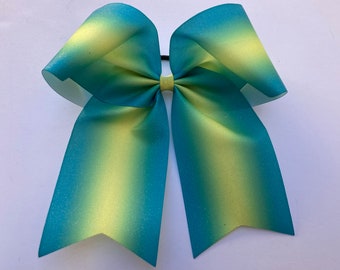 Teal Cheer Bow, Glitter Cheer Bow, Yellow Cheer Bow, Teal Hair Bow, Sparkly Hair Bow