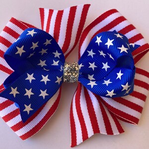 Patriotic Hair Bow, 4th of July Bow, Patriotic Bow, Flag Hair Bow, USA Hair Bow, Flag Bow