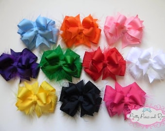 Solid Feather Bows, Pink Feather Bow, Red Feather Bow, White Feather Bow, Black Feather Bow, Purple Feather Bow, Blue Feather Bow