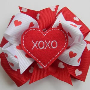 Valentine Hair Bow, Valentines Hair Bow, Heart Hair Bow, Red Hair Bow, Valentines Day, Valentine Bow