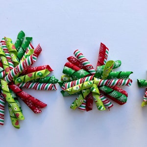 Christmas Hair Bow, Christmas Bow, Red and Green Hair Bows, Christmas Corkscrew Hair Bow, 4 inch Hair Bows, 3 inch Hair Bows, 2 inch Hair Bo image 2