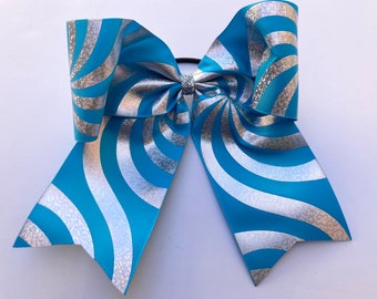 Teal Cheer Bow, Silver Cheer Bow, Teal and Silver Cheer Bow, Teal Hair Bow, Silver Hair Bow