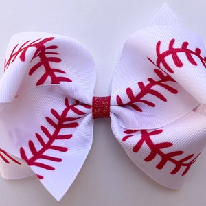 Baseball Hair Bow, Baseball Bow, Baseball Clip, 3 inch Baseball Hair Bow, Baseball Fan