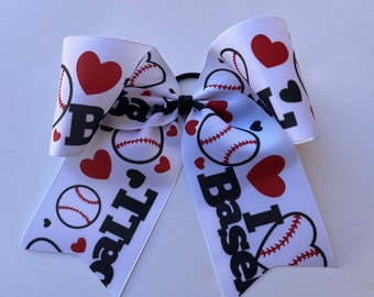 Baseball Bow, Baseball Hair Bow, Glittery Baseball Hair Bow, Girl Baseball Item, Baseball Player, Large Baseball Hair Bow, Baseball