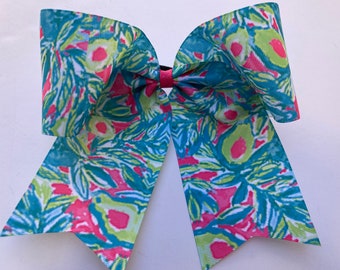 Avocado Cheer Bow, Colorful Cheer Bow, Avocado Hair Bow, Tropical Hair Bow