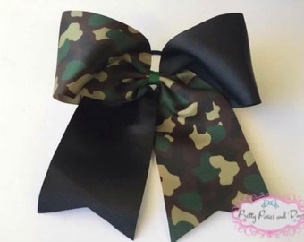 Camo Cheer Bow, Camouflage Cheer Bow