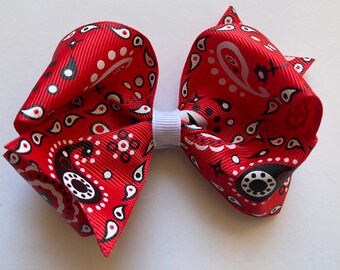 Bandana Hair Bow, Bandana Bow, Cowgirl Hair Bow, Cowgirl Bow, Cowgirl Party, Cowgirl Costume, Farm Bow, Farm Party, Farm Theme