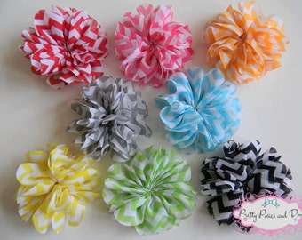 Chevron Flower, Flower Clip, Chevron Chiffon Flower Clip, Chevron Flower Headband