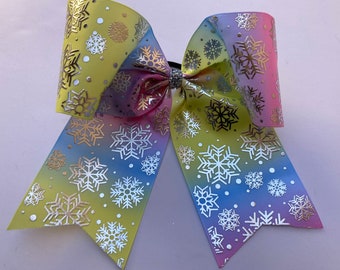 Snowflake Cheer Bow, Snowflake Hair Bow, Winter Cheer Bow, Winter Bow, Large Snowflake Bow