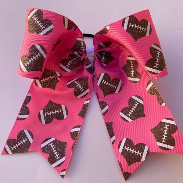 Pink Football Cheer Bow, Pink Cheer Bow, Football Cheer Bow, Awareness Cheer Bow, Pink Football Hair Bow, Football Hair Bow, Football Bow