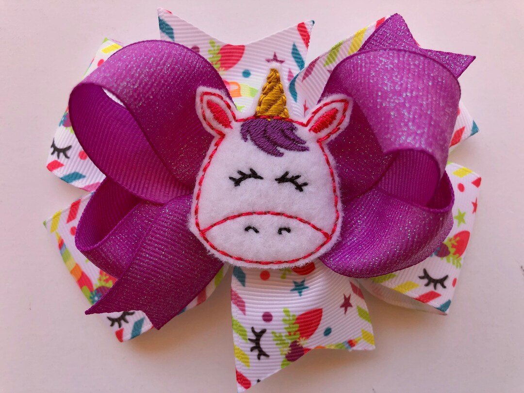 Unicorn Hair Bow Unicorn Bow Unicorns Unicorn Gift Unicorn Etsy