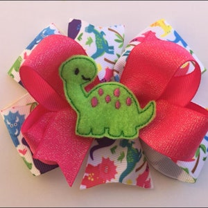 Dinosaur Hair Bow, Dinosaur Bow, Dinosaurs, Dinosaur Gift, Pink Dinosaur, Dinosaur Felt, Girl Dinosaur