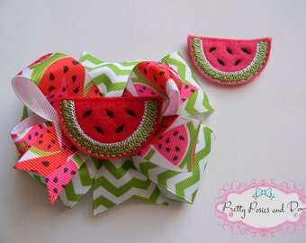 Watermelon Hair Bow, Watermelon Bow, Summer Hair Bow, Red Watermelon, Pink Watermelon, Girl Gift, Summer Photo Prop