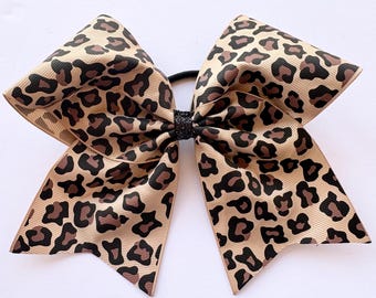 Cheetah Cheer Bow, Leopard Cheer Bow, Large Cheer Bow