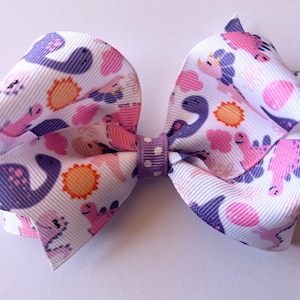 Pink and Purple Dinosaur Hair Bow, Dinosaur Hair Bow, Dinosaur Bow, Dinosaurs, Dinosaur Gift, Pink Dinosaur, Dinosaur Party, Girl Dinosaur
