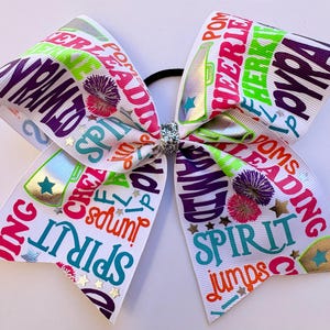 Cheer Bow, Large Cheer Bow, Pink Cheer Bow, Silver Cheer Bow image 1