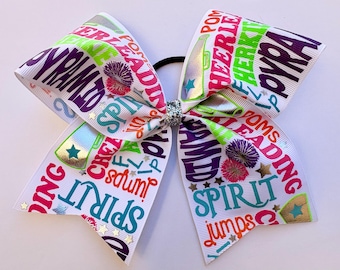Cheer Bow, Large Cheer Bow, Pink Cheer Bow, Silver Cheer Bow