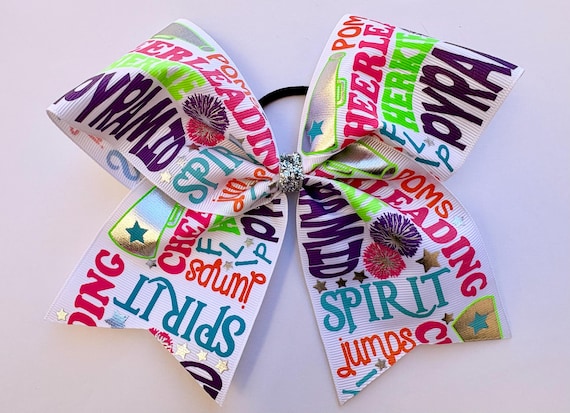 Cheer Bow, Large Cheer Bow, Pink Cheer Bow, Silver Cheer Bow