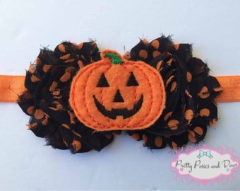 Halloween Headband, Pumkpin Headband, Orange and Black Headband, Halloween Flower Headband, Halloween Felt Headband