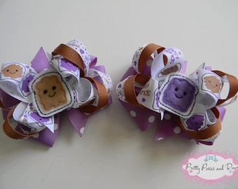 Peanut Butter and Jelly Best Friends Hair Bow Set, Best Friend Gift, Best Friend Bows, Best Friend Hair Bows, BFF Bows, BFF Hair Bows