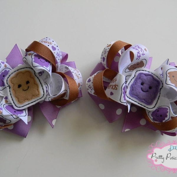 Peanut Butter and Jelly Best Friends Hair Bow Set, Best Friend Gift, Best Friend Bows, Best Friend Hair Bows, BFF Bows, BFF Hair Bows