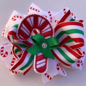 Christmas Hair Bow, Candy Cane Hair Bow, Christmas Bow, Candy Canes - Etsy