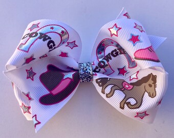 Horse Hair Bow, Horse Bow, Cowgirl Bow, Cowgirl Hair Bow, Pink Cowgirl Bow